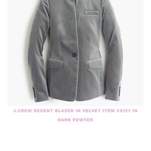 Chic J. Crew Charcoal Velvet Regent Blazer